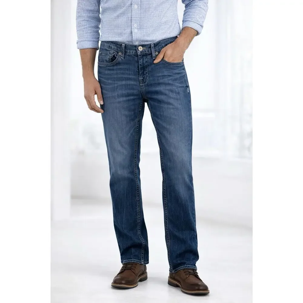 BKE Alec Straight Leg Jeans Western Cowboy Country‎ Whisker Big Stitch Mens 29R